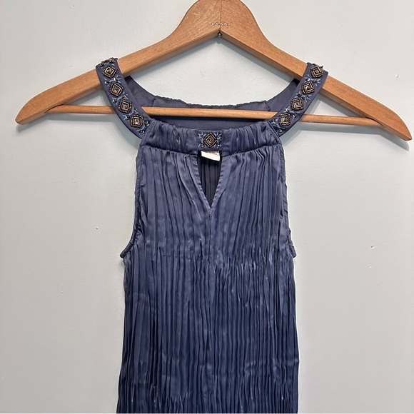 Sundance Nightfall Pleated Beaded Sleeveless Top Dark Blue Size XS - Picture 2 of 10